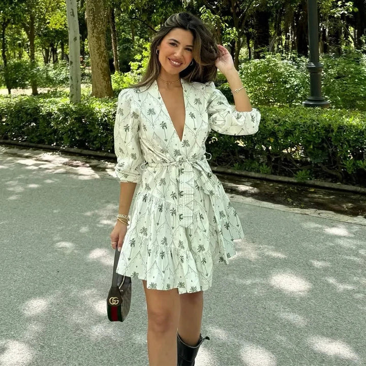 Levoire | Robe Mini Élégante Avec Ceinture Imprimer
