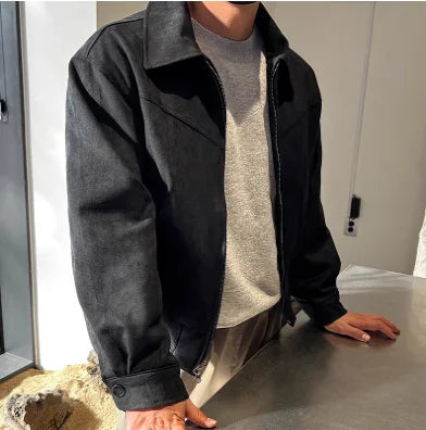 Levoire | Veste En Suède Rétro Avec Col Pour Hommes