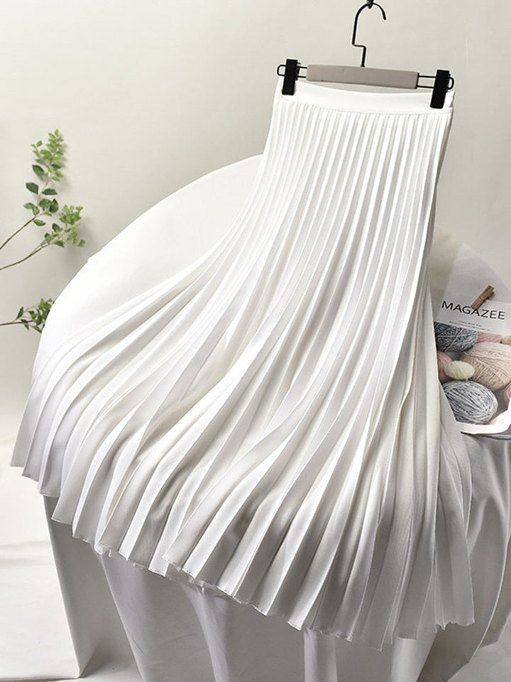 Levoire Designer de marque Femme Élégant Chic Solide Jupe plissée Taille haute Mode de luxe Blanc