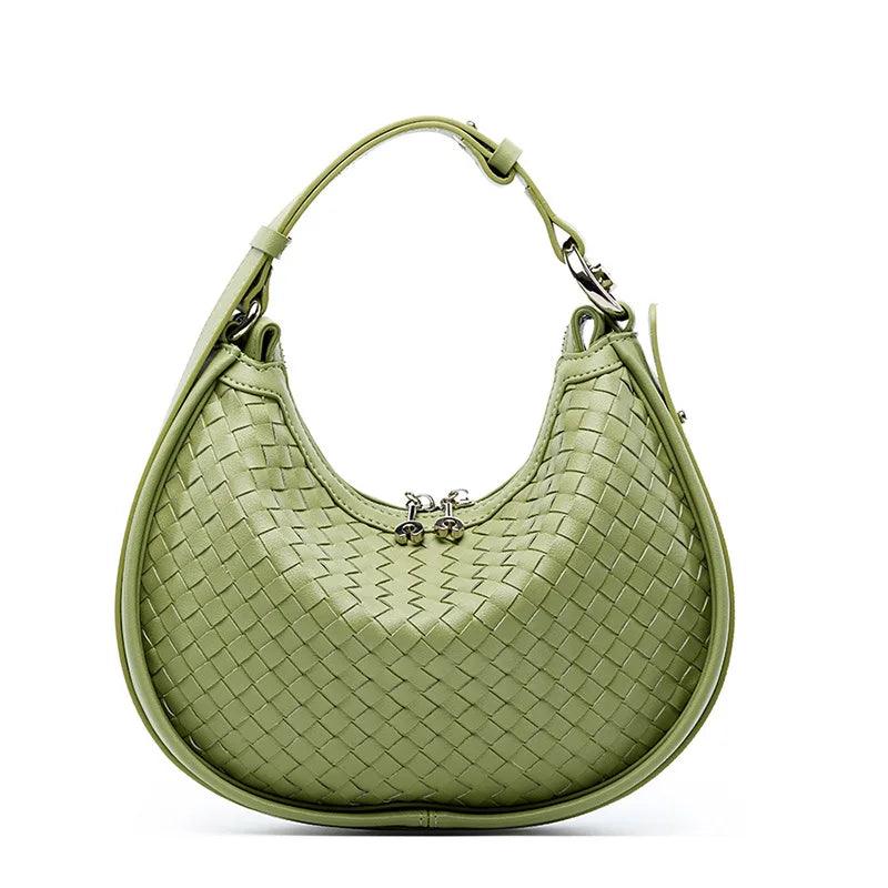 Levoire | Le Sac En Cuir En Croissant À Bandoulière Vert (20cm<Longueur maximale<30cm)