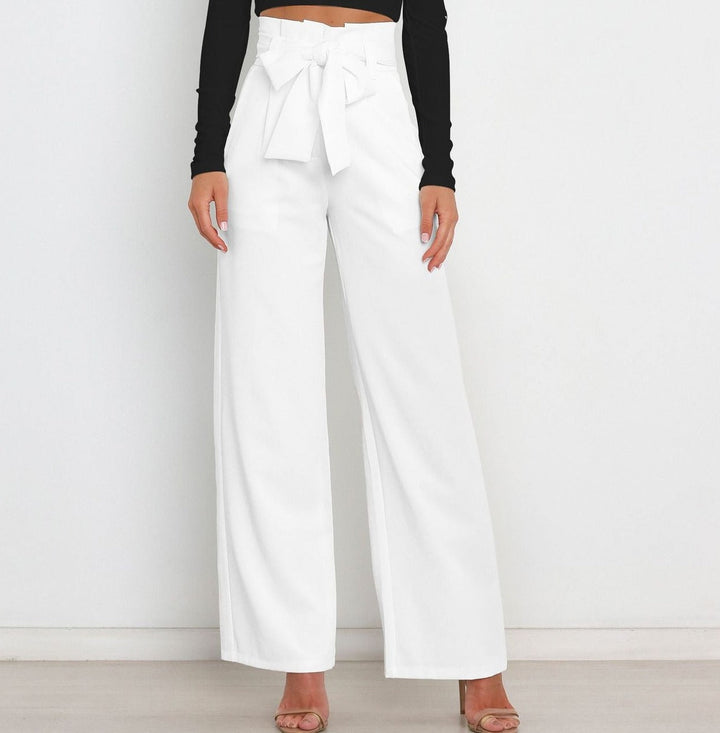 Levoire | Pantalon Large Taille Haute Pour Femmes Blanc