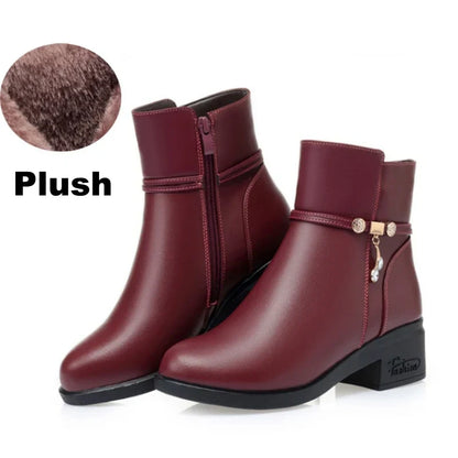 Levoire | Bottes D'Hiver En Cuir Véritable Pour Femme Red Plush