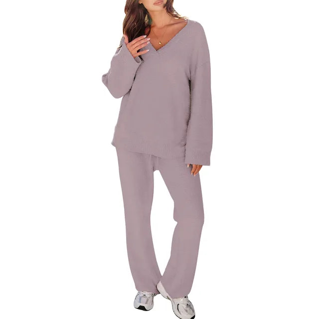 Levoire | Ensemble De Pyjama Avec Décolleté En V Et Manches Longues Parfait Pour La Détente Lilas