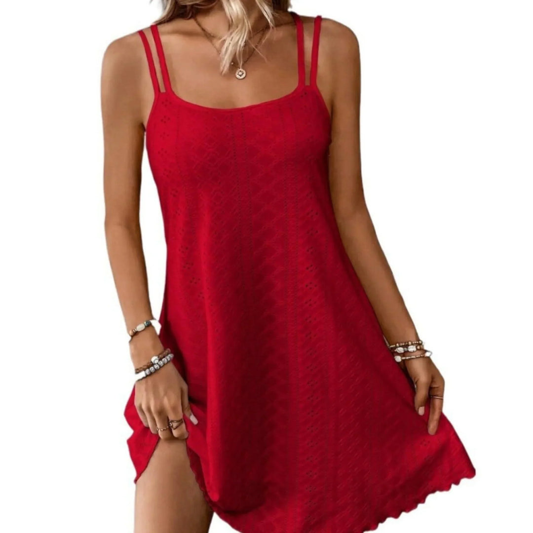 Levoire | Élégante Robe Casual Courte Rouge lumineux