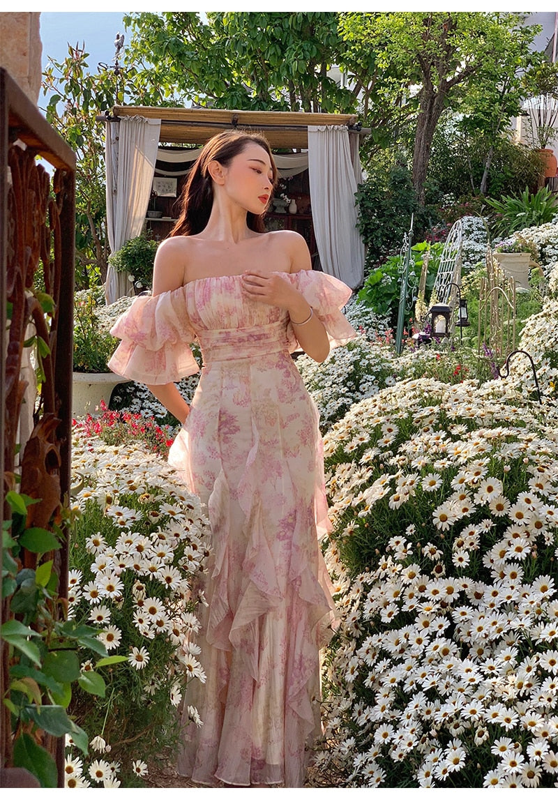 Levoire | Robe Longue Froncée À Épaules Dénudées