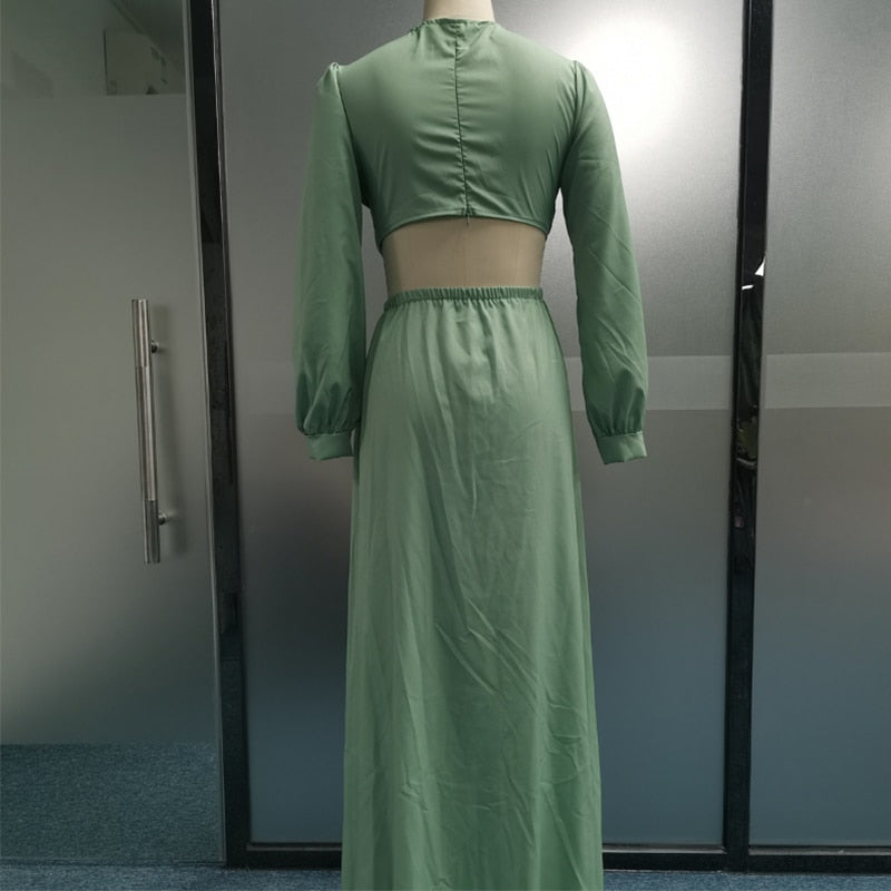 Levoire | Huleplissé Volant Manches Longues Robes Maxi