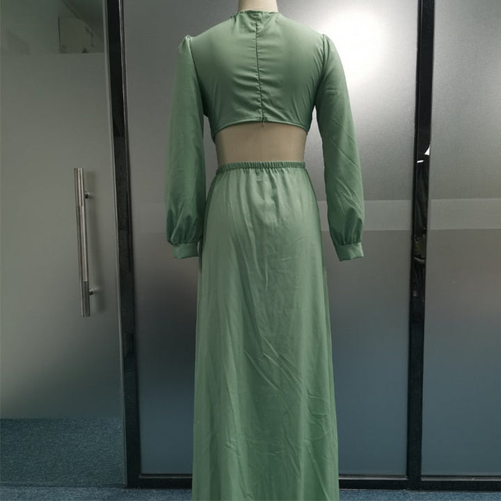 Levoire | Huleplissé Volant Manches Longues Robes Maxi