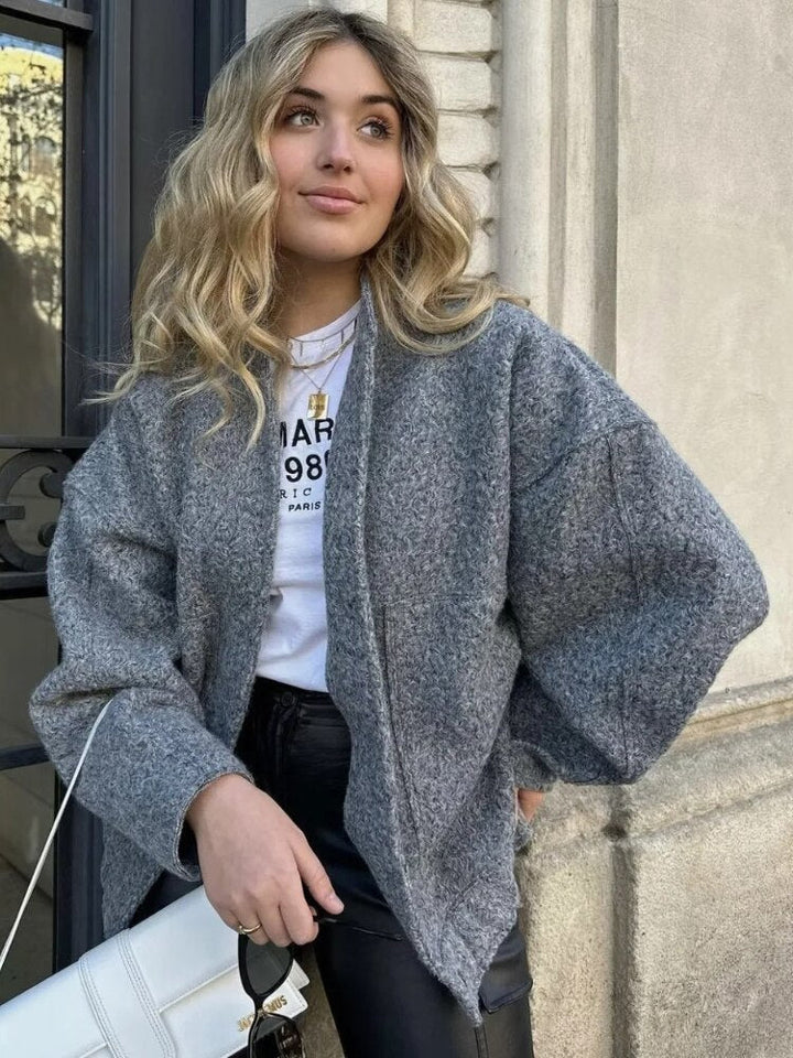 Levoire | Grande Veste En Laine Avec Encolure Ronde Et Bouton