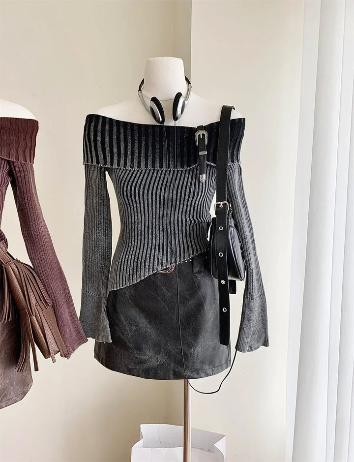 Levoire | Grunge Pull-Over Haut Noir Taille unique