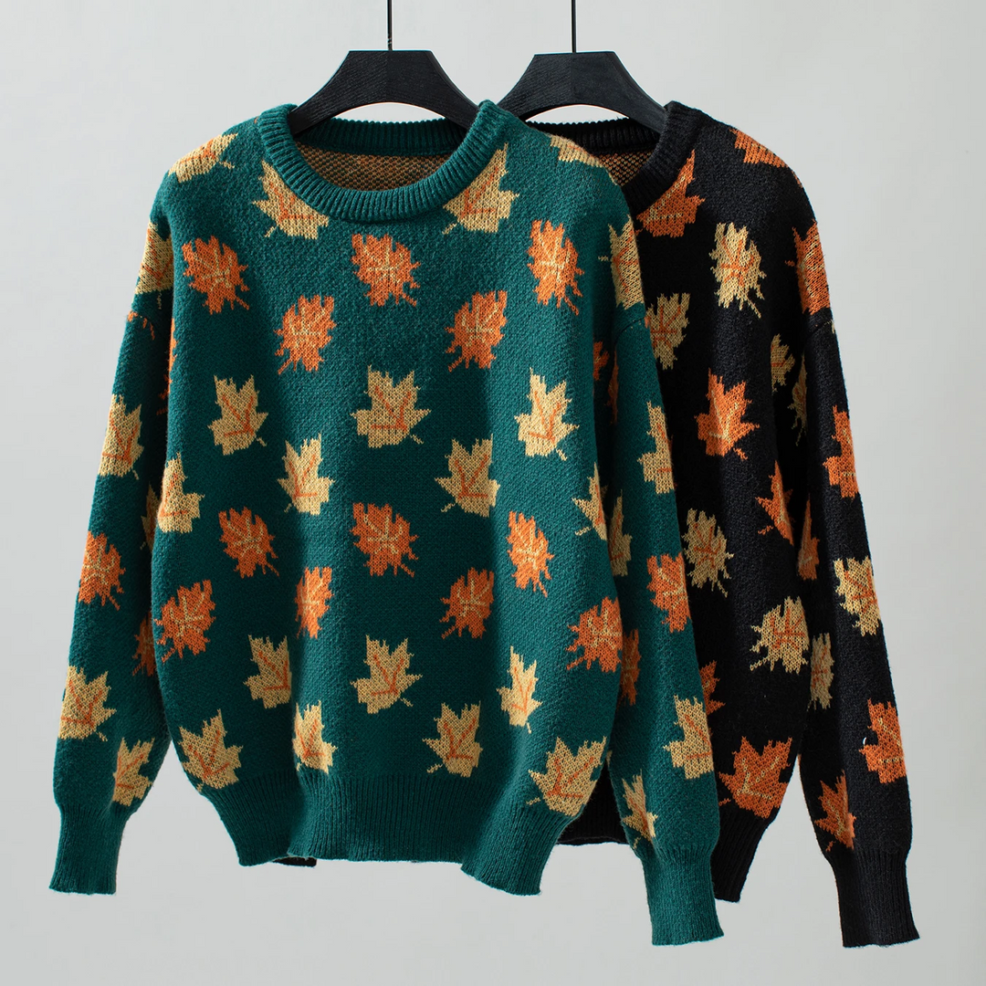 Levoire | Pull En Jacquard De Feuille D'Érable D'Automne