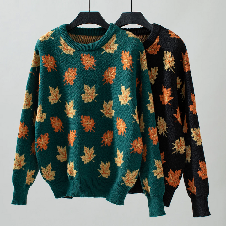 Levoire | Pull En Jacquard De Feuille D'Érable D'Automne