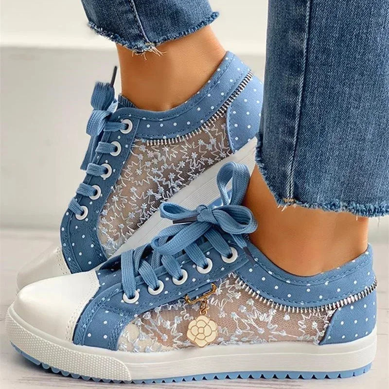 Levoire | Chaussures À Lacets Bleues Tendance En Toile Pour Un Usage Quotidien Confortable