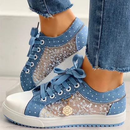 Levoire | Chaussures À Lacets Bleues Tendance En Toile Pour Un Usage Quotidien Confortable