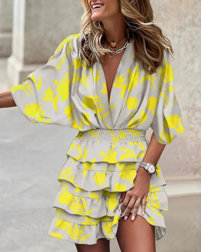 Levoire | Imprimé Mode Mini Robe Jaune