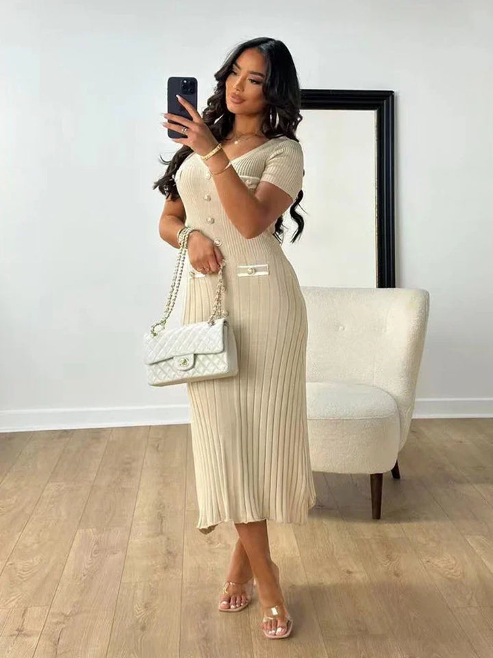 Levoire | Élégante Et Extensible Robe D'Été Pour Toutes Les Occasions Beige