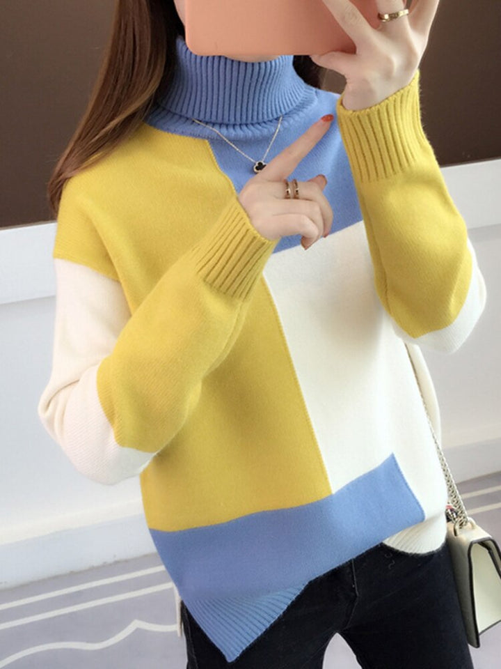 Levoire | Pull À Blocs De Couleur Confortable & Stylé Bleu-Jaune Une taille