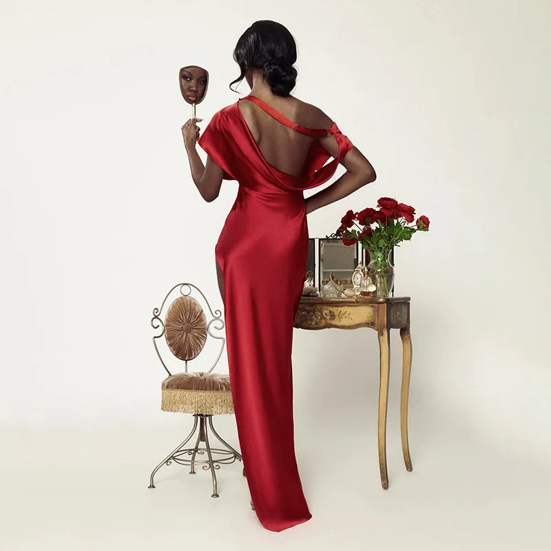 Levoire | Robe Maxi Fendue À Encolure Dégagée, À Dos Décolleté Et À Bretelles Droites