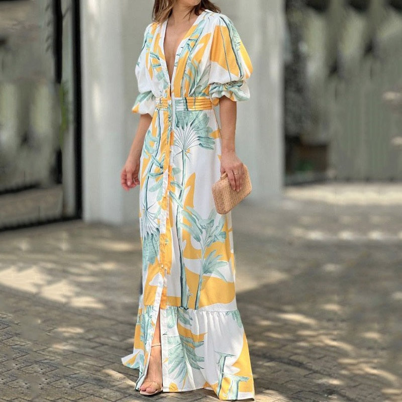 Levoire | Imprimé Court Puffermansjett Maxi Robe Bland