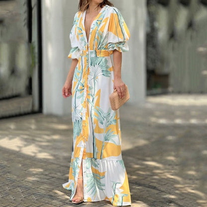 Levoire | Imprimé Court Puffermansjett Maxi Robe Bland
