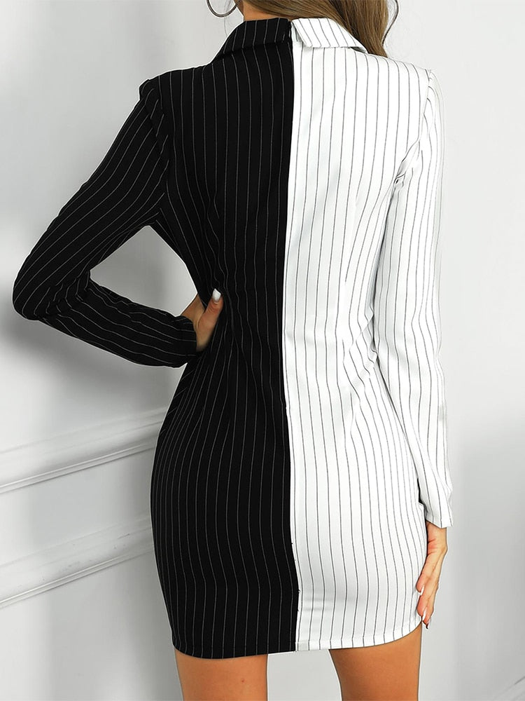 Levoire | Robe Blazer Rayé Bureau Femme Mini Robe