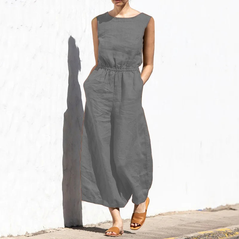 Levoire | Combinaison En Coton Lin Design Gris