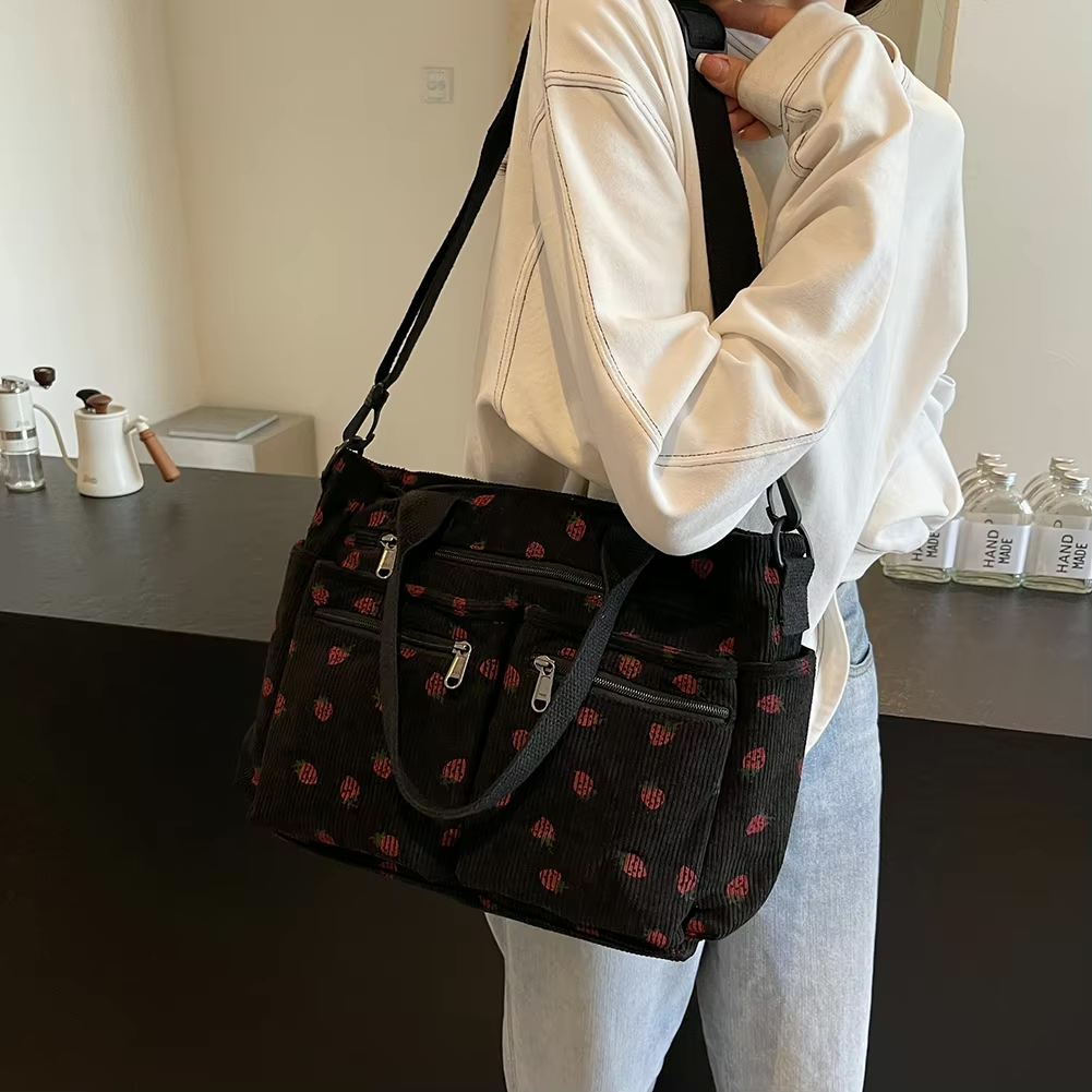 Levoire | Sac À Bandoulière En Corduroy Brodé Pour Femmes