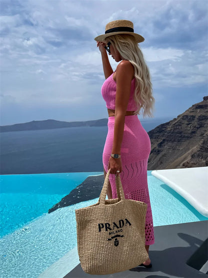 Levoire | Pull Transparent Crop Top & Jupe Longue Ensemble