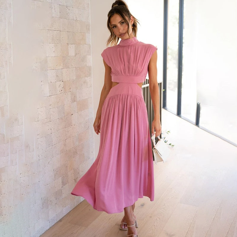 Levoire | Robe Midi Plissée Pour Femmes Rosa