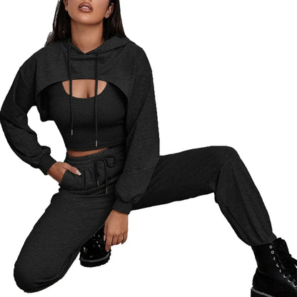 Levoire | Ensembles De Vêtements De Sport 3 Pièces Décontractés Pour Femmes Noir