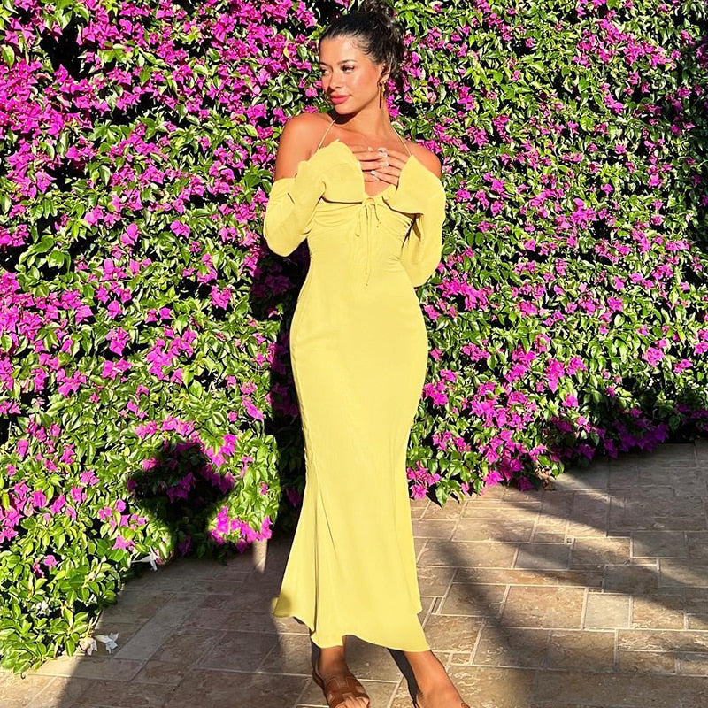 Levoire | Robes Midi Longues À Épaules Dénudées À Halter