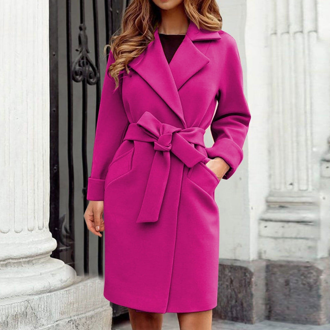 Levoire | Trench Long À Manches Avec Col À Revers, Ceinture Et Poches Rosa