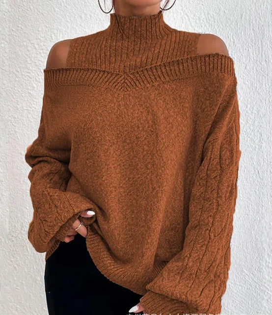 Levoire | Classique Confortable Haut de Col Pull Braun
