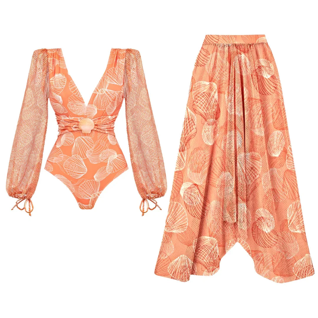 Levoire | Maillot De Bain À Manches Longues Avec Jupe Pour Un Look De Plage Élégant Maillot de bain et jupe 1