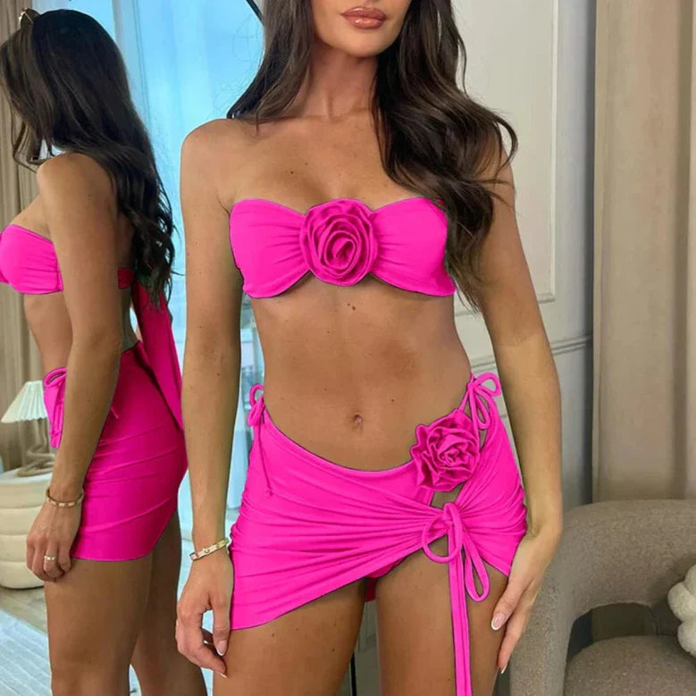 Levoire | Deux-Pièces Bikini Maillot De Bain Avec Jupe Ensemble Rosa