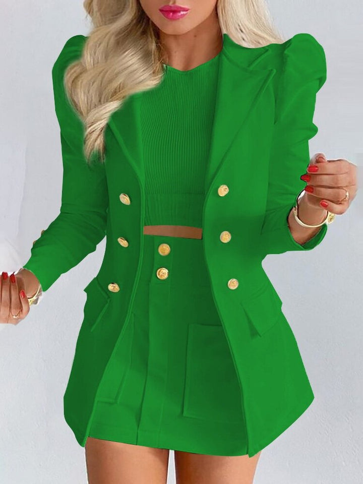 Levoire | Ensemble Blazer Et Jupe Pour Femmes Vert
