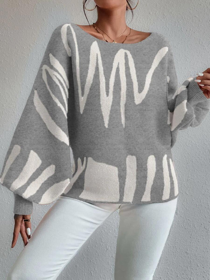 Levoire | Pull Surdimensionné Gris Clair Avec Manches Bouffantes