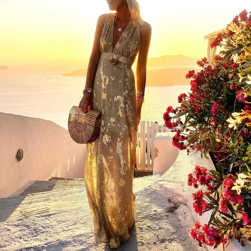 Levoire | Robe D'été Fluide Pour Femme - Maxi Jaune