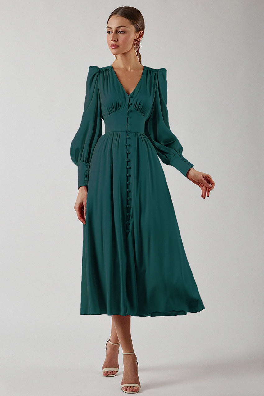 Levoire | Robe Satin Rétro Avec Boutonnage Pour Femmes
