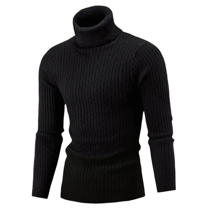 Levoire | Pull Col Roulé Homme Slim Fit En Tricot Noir