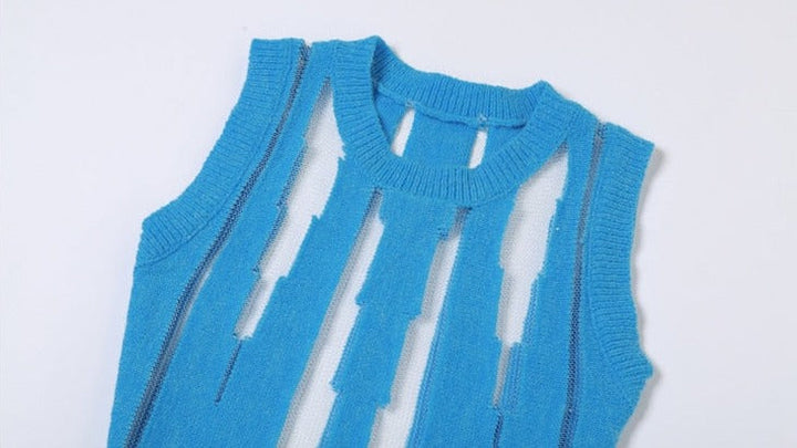 Levoire | Robe Midi Tricotée À Manches Transparentes Et Fendue