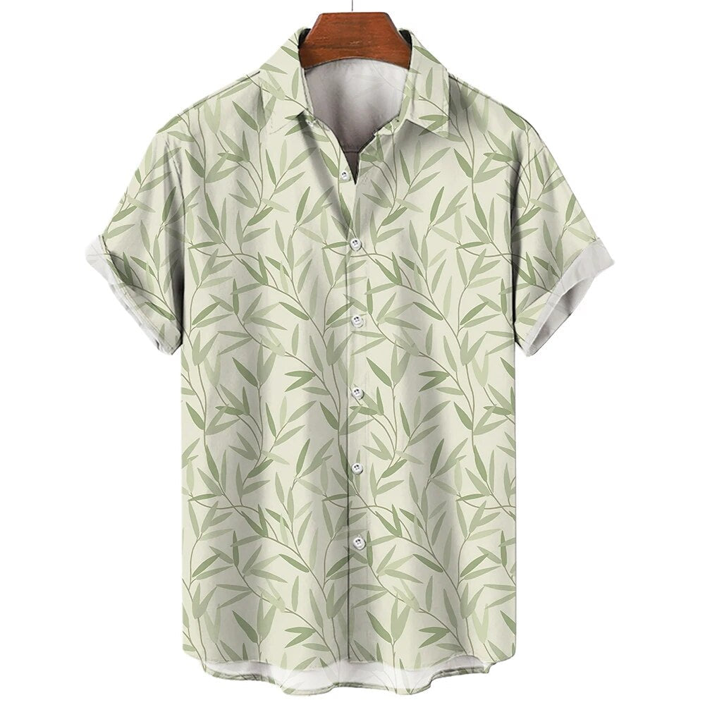 Levoire | Chemise Hawaïenne À Manches Courtes En Style Motif Pour Hommes Vert clair