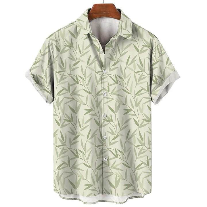 Levoire | Chemise Hawaïenne À Manches Courtes En Style Motif Pour Hommes Vert clair