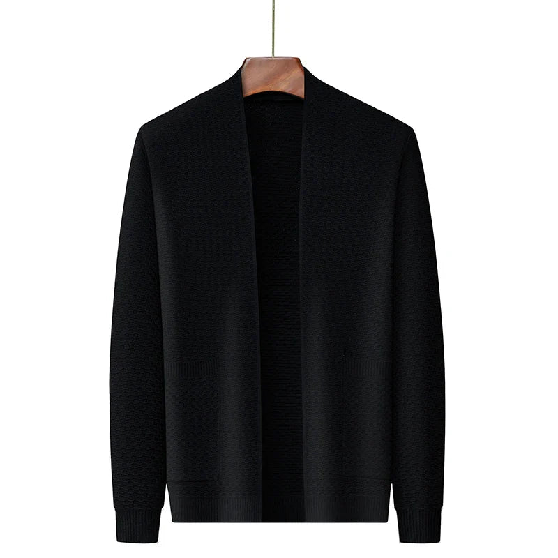 Levoire | Gilet en tricot à manches longues avec coupe ajustée et poches Noir