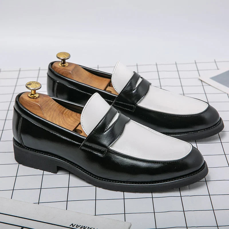 Levoire | Mocassins Pour Hommes En Cuir Noir Et Blanc