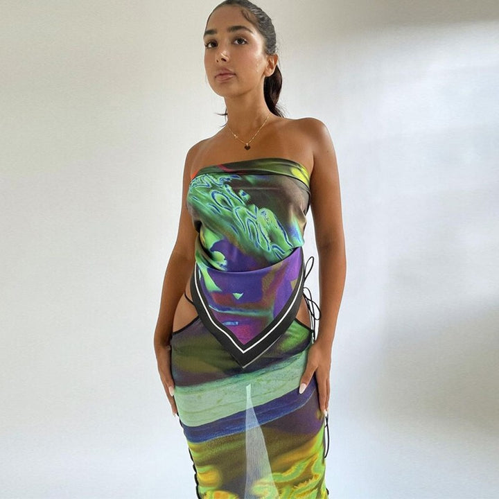 Levoire | Haut Cropped Tube & Jupes Longues Transparentes manger