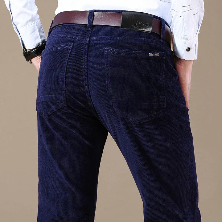 Levoire | Pantalons En Velours Côtelé Élastiques Pour Hommes Bleu