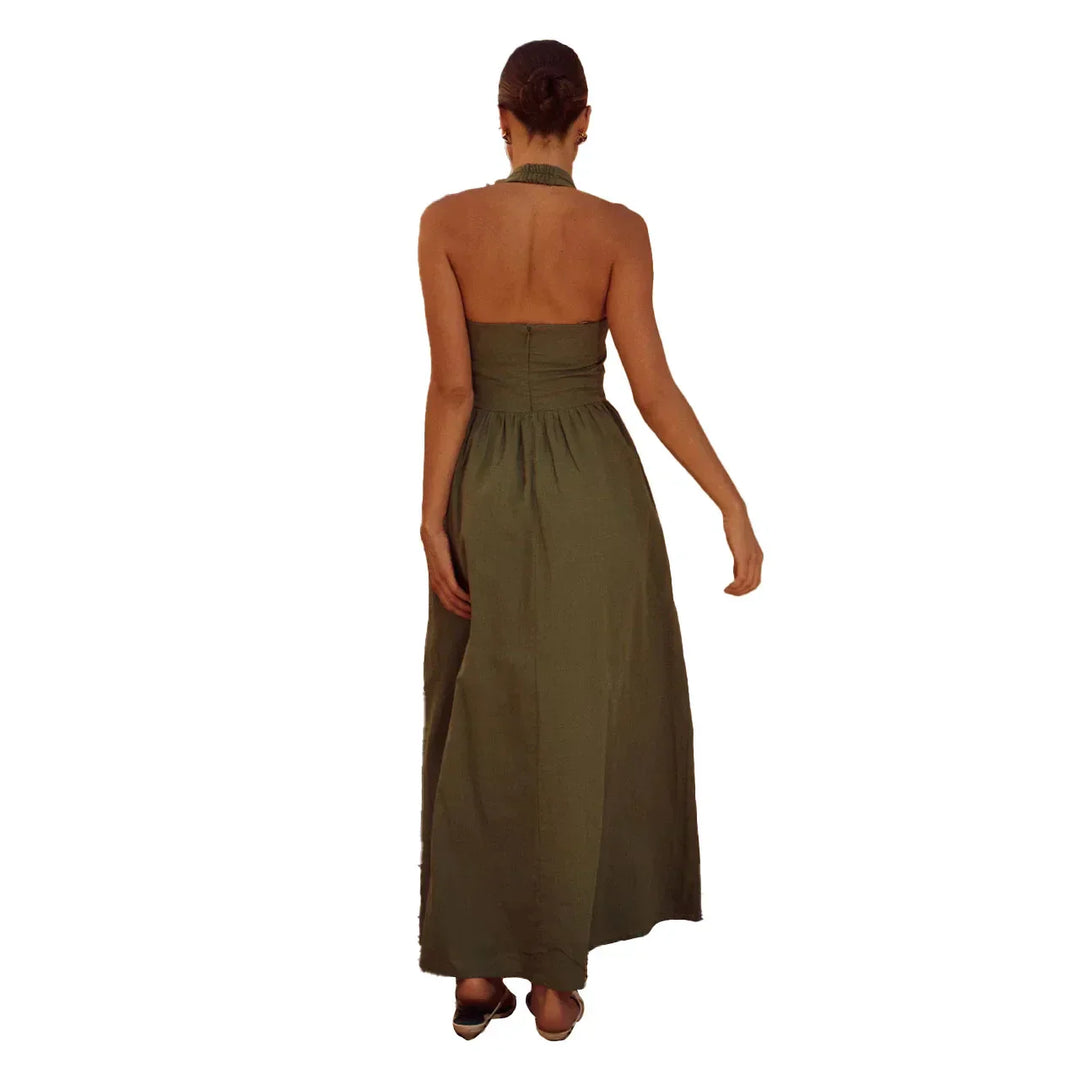 Levoire | Femme Robe longue élégante avec encolure ras du cou
