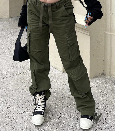 Levoire | Pantalon Pour Femme Taille Haute Tendance Au Look Streetwear Vert