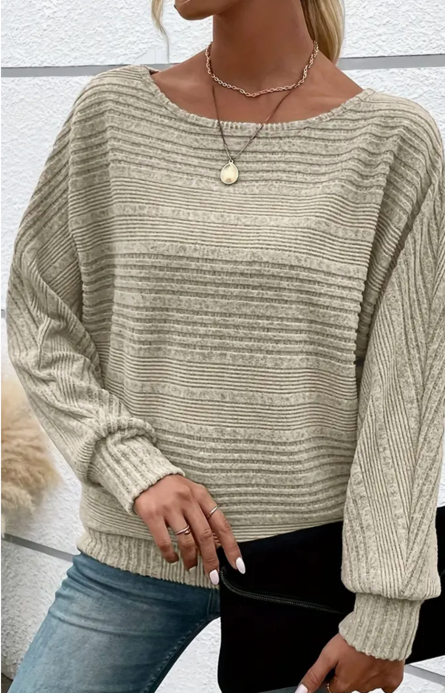 Levoire | Rayé Détente Tricot Élégant & Confortable Beige