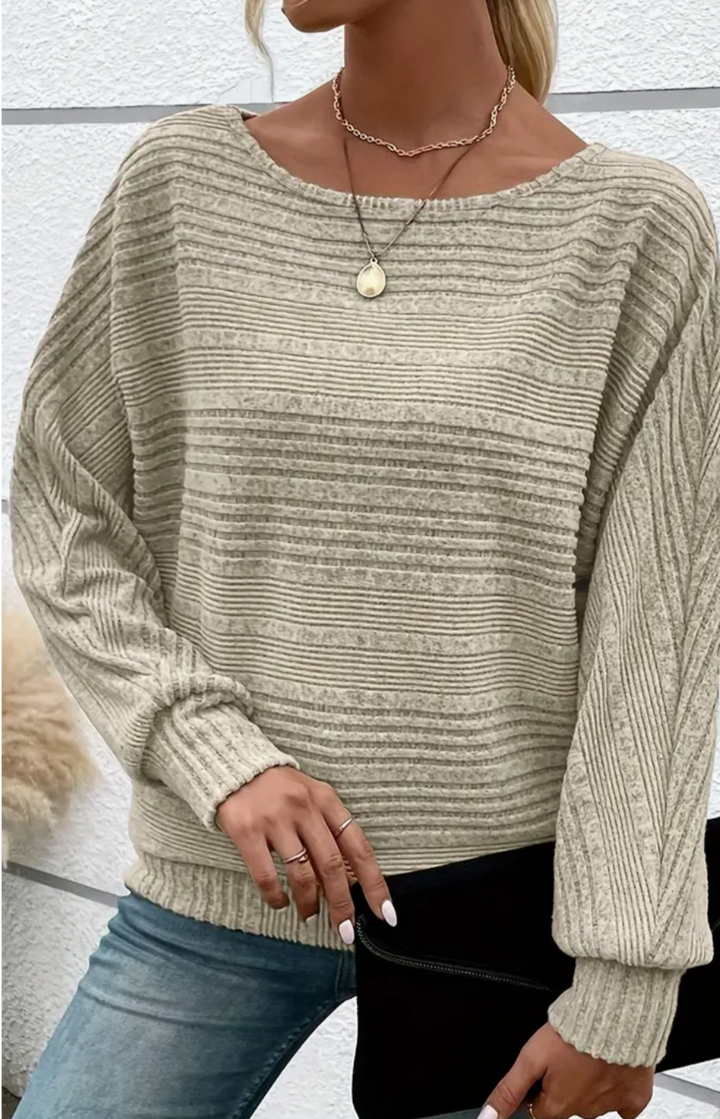 Levoire | Rayé Détente Tricot Élégant & Confortable Beige